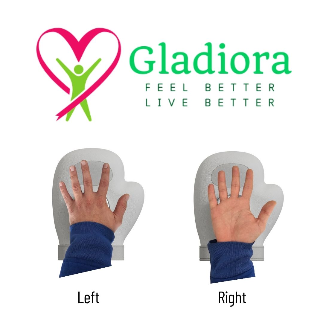 Comfortable  and versatile use of Gladiora Hand Massager.  It can be used for left and right hands as demonstrated. 